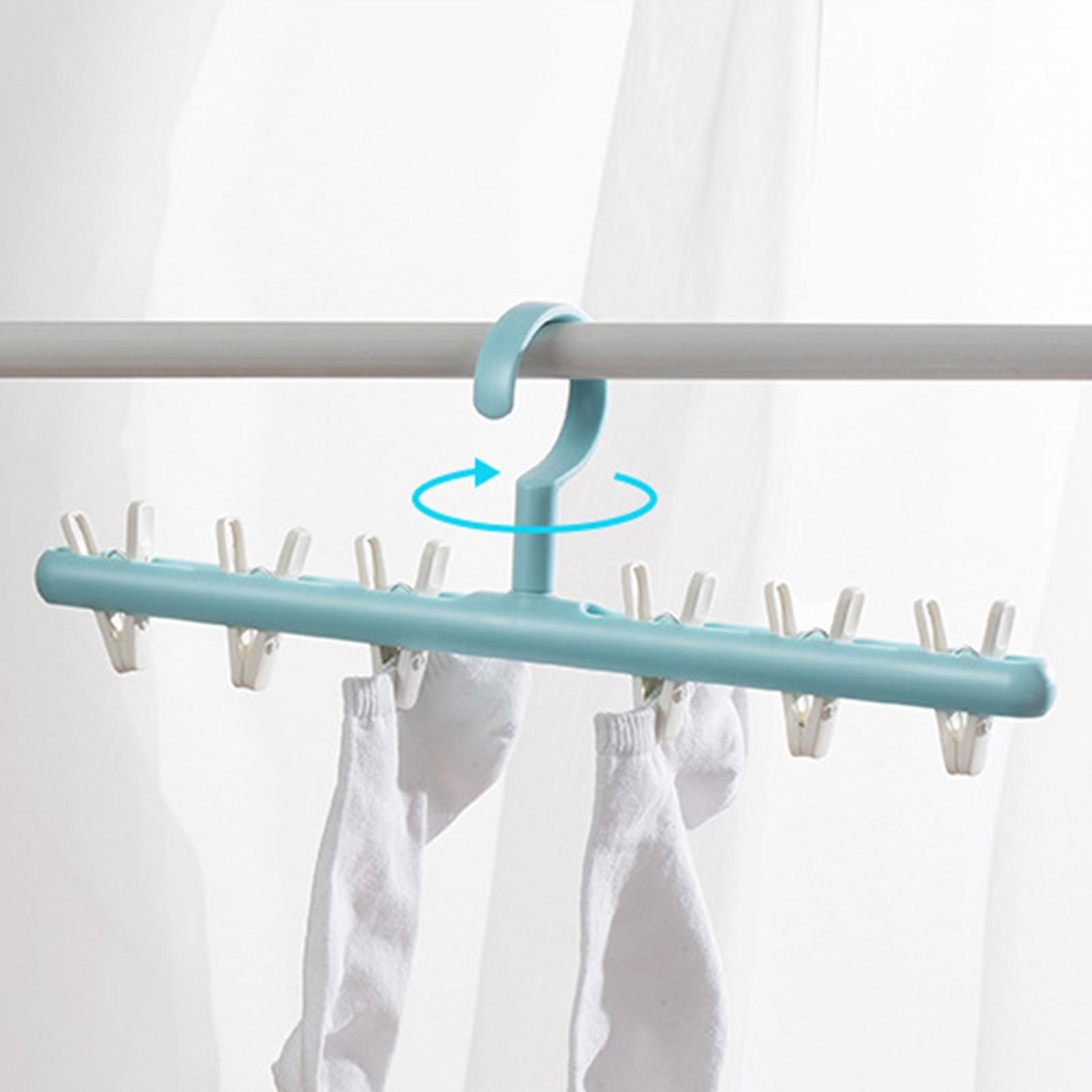 Clothes Hanger Organizer Drying Rack Polypropylene Skid Portable Space Saving for Scarf Hat Laundry Room Bathroom Balcony - Blue white