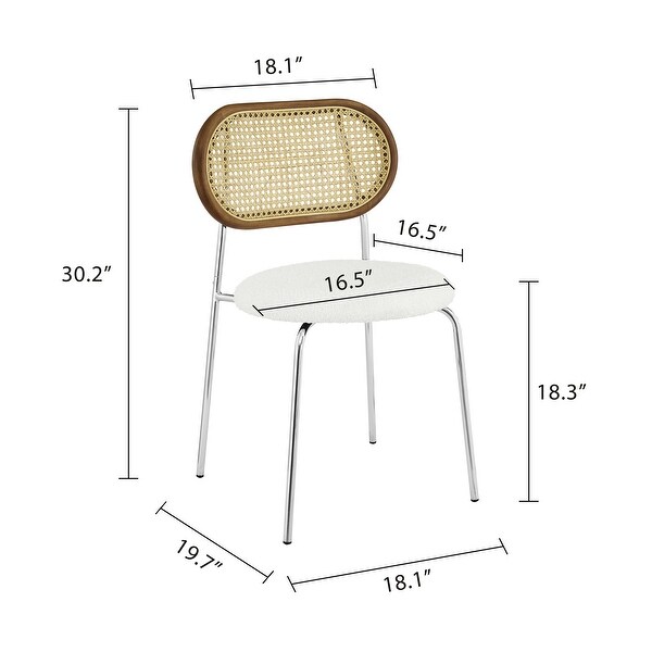 Art Leon Cane Back Teddy Fabric Armless Dining Chair (Set of 2)