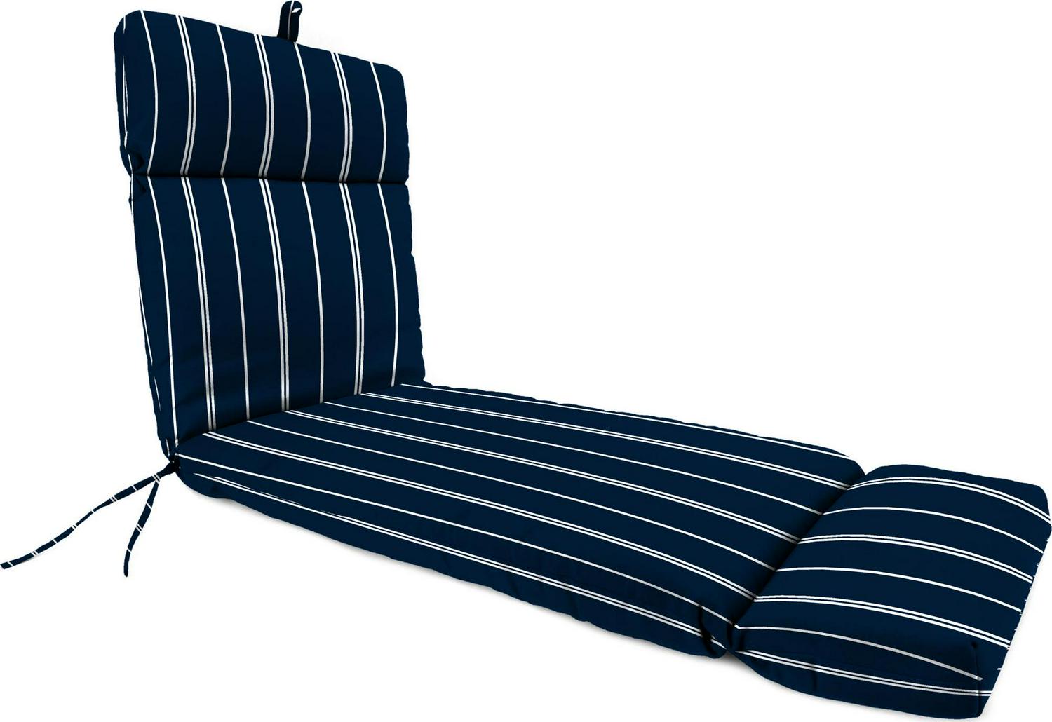 Jordan Manufacturing Outdoor French Edge Chaise Lounge Cushion， Navy Pursuit Stripe， 72 L x 22 W x 4 H