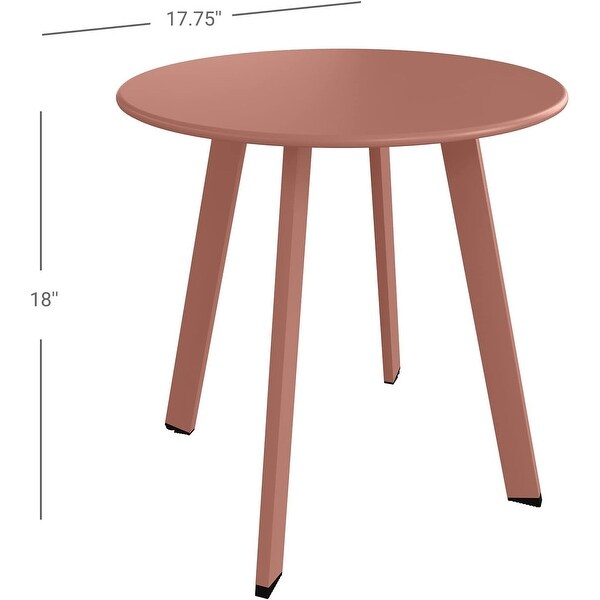 Indoor and Outdoor Steel Side Table，WeatherResistant Round End Table with Square Feet，Small Accen Table Great for Patio