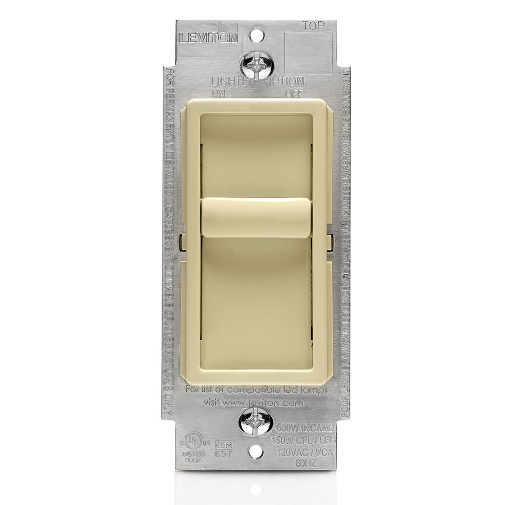 Leviton Decora Dimmer Switch Ivory Incandescent/Halogen Slide