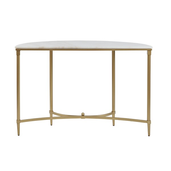 Madison Park Signature Bordeaux White/Gold-tone Marble/Metal Console Table