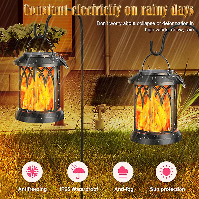 1pc Led Solar Simulation Flame Lights Outdoor Hanging Waterproof Dancing Flickering Wall Lamp Yard Landscape Decoration Garden Lamp