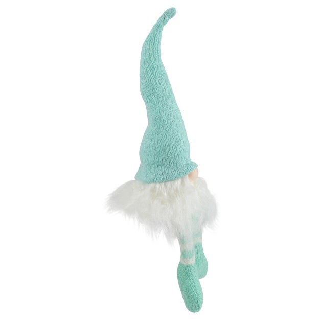 Aqua And White Sitting Spring Gnome Figure