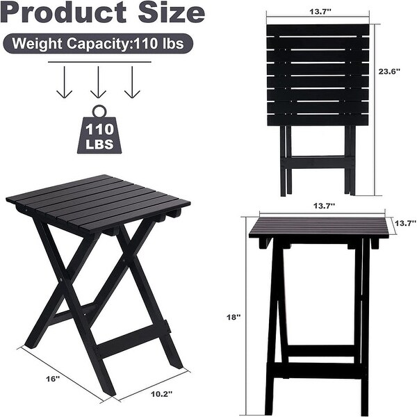 Outdoor Wooden Folding Square Side Table，Portable Lounge End Table