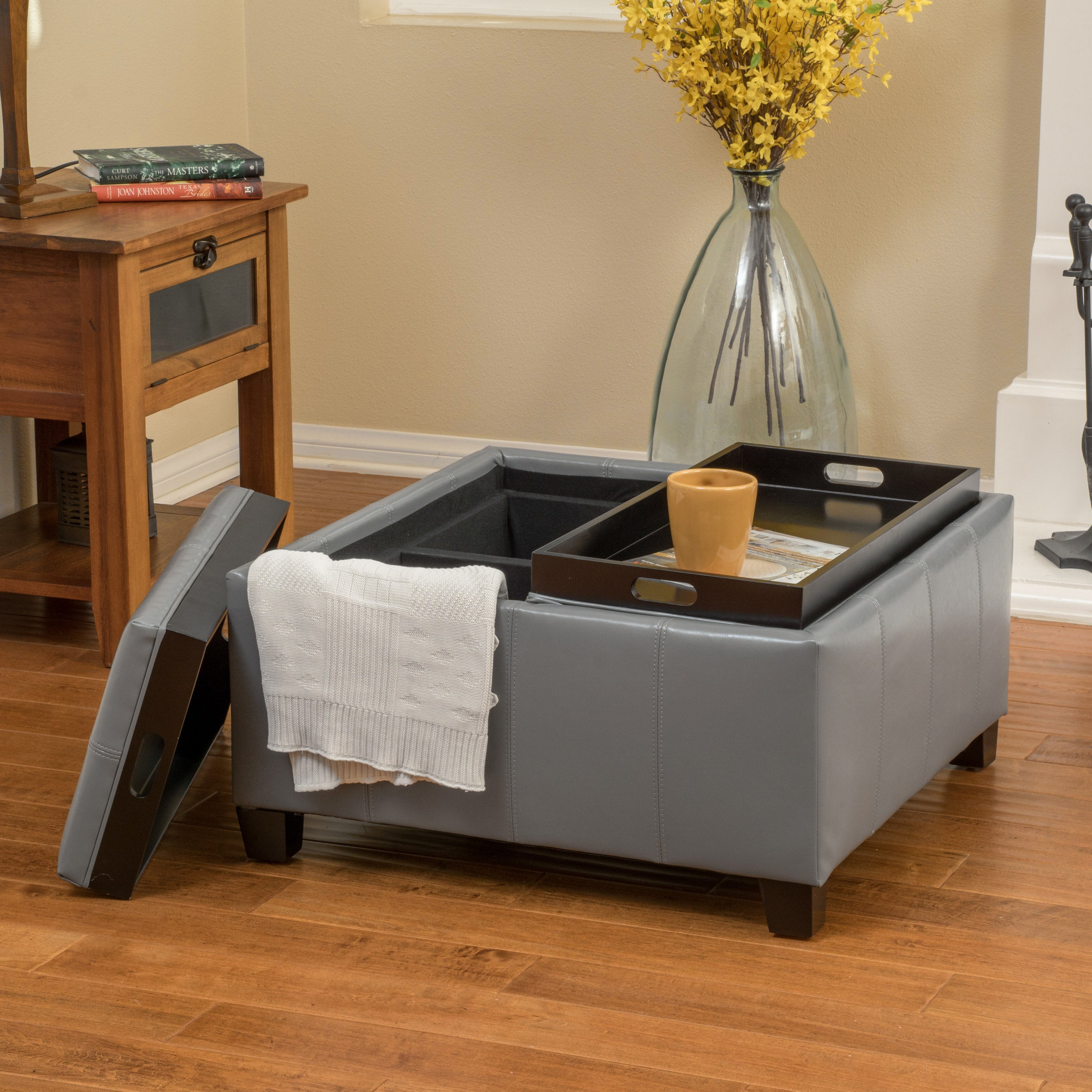 Mansfield Contemporary Tray Top Storage Ottoman