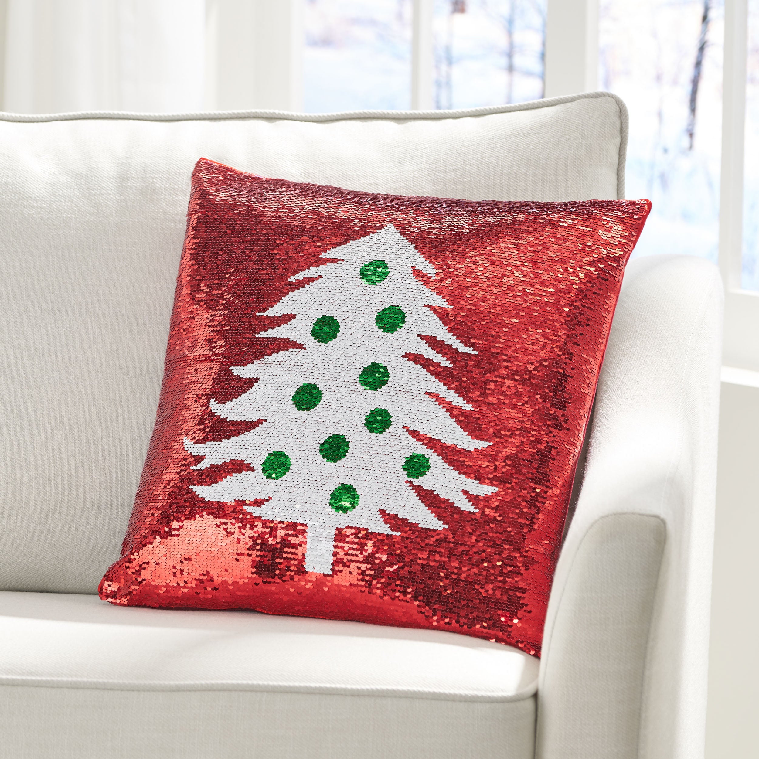 Romious Glam Sequin Christmas Throw Pillow Cover