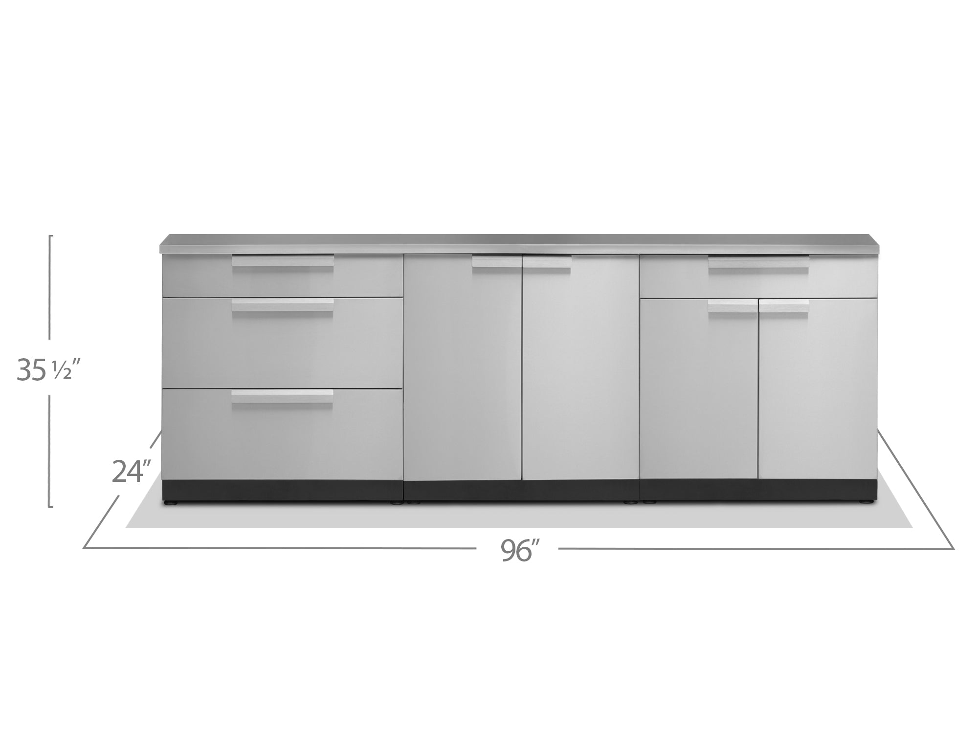 Outdoor Kitchen 4 Piece Cabinet Set in Stainless Steel with Countertops