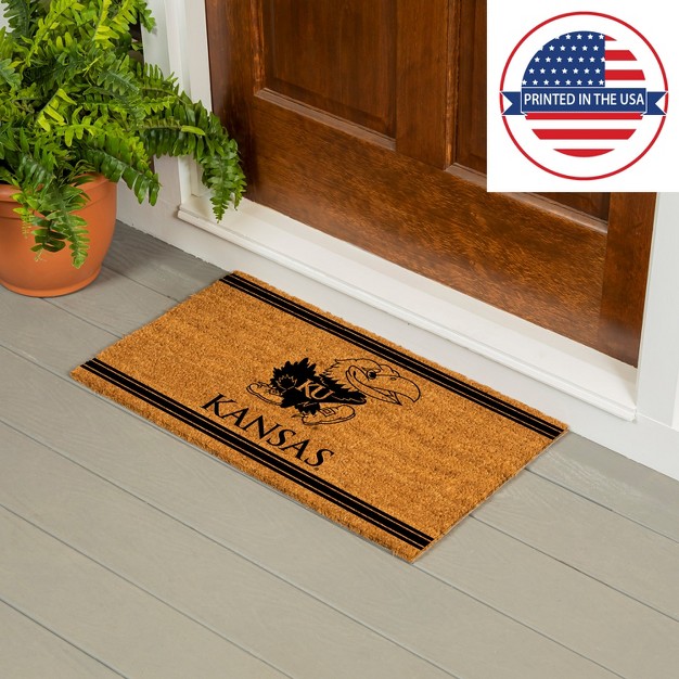 Evergreen University Of Kansas Logo Turf Mat Brown 28 X 16 Inches Indoor Outdoor Doormat