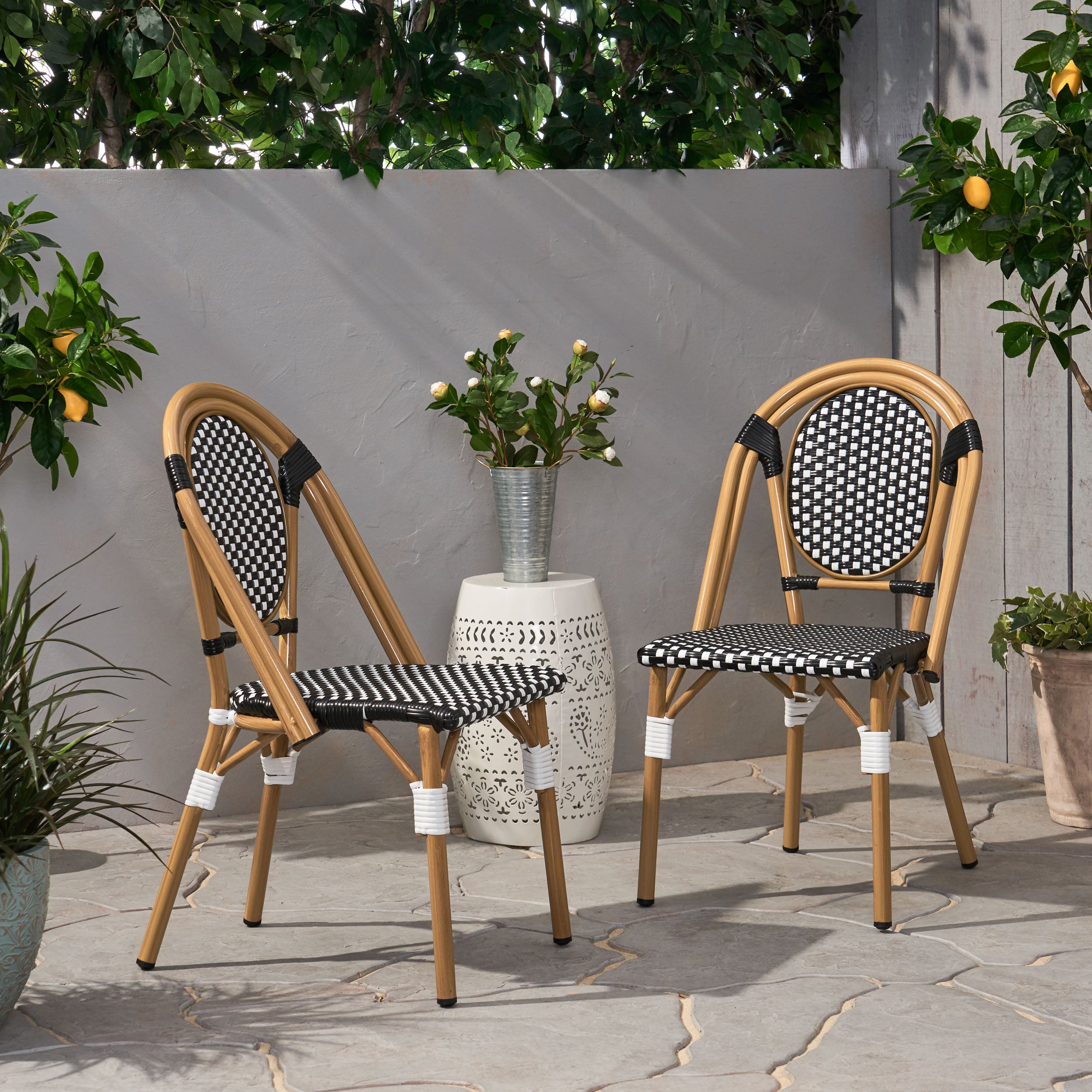 Kazaria Outdoor French Bistro Chairs (Set of 2)