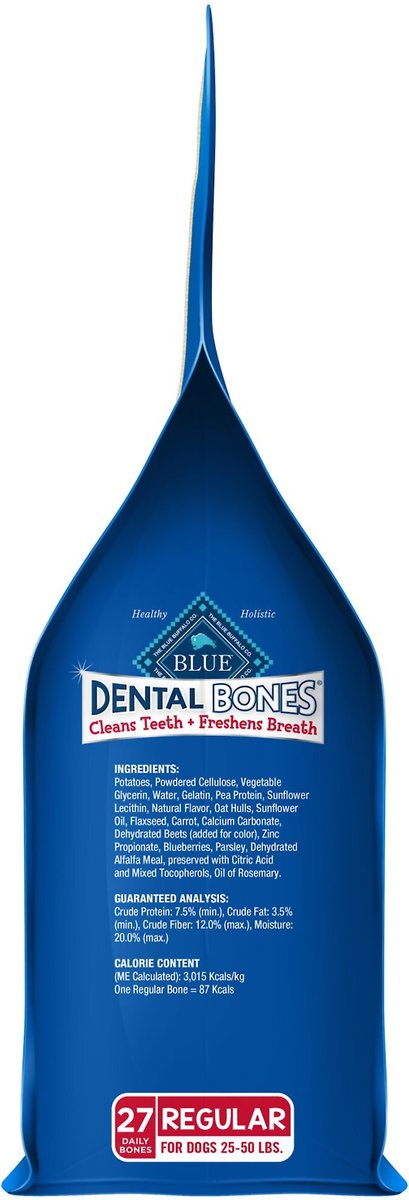 Blue Buffalo Dental Bones All Natural Rawhide-Free Regular Dental Dog Treats