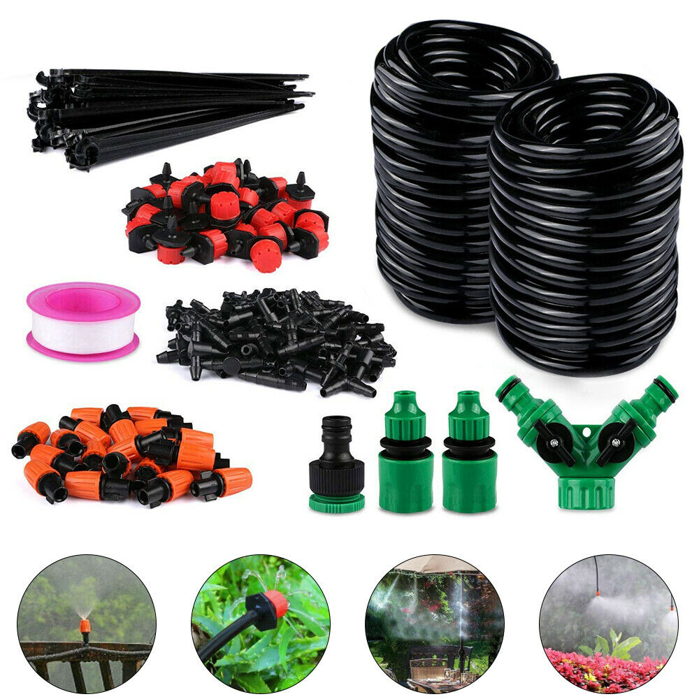 Paddsun 100Ft 30M Auto Drip Irrigation System Kit Timer Micro Sprinkler Garden Watering