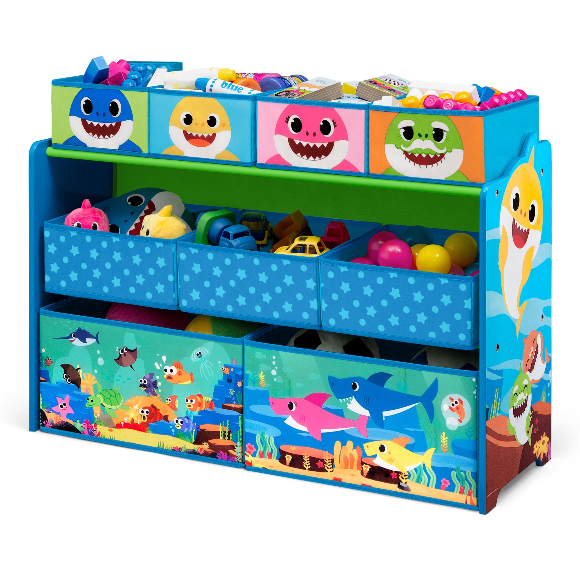 Baby Shark Deluxe 9 Bin Design and Store Toy Organizer by Delta Children