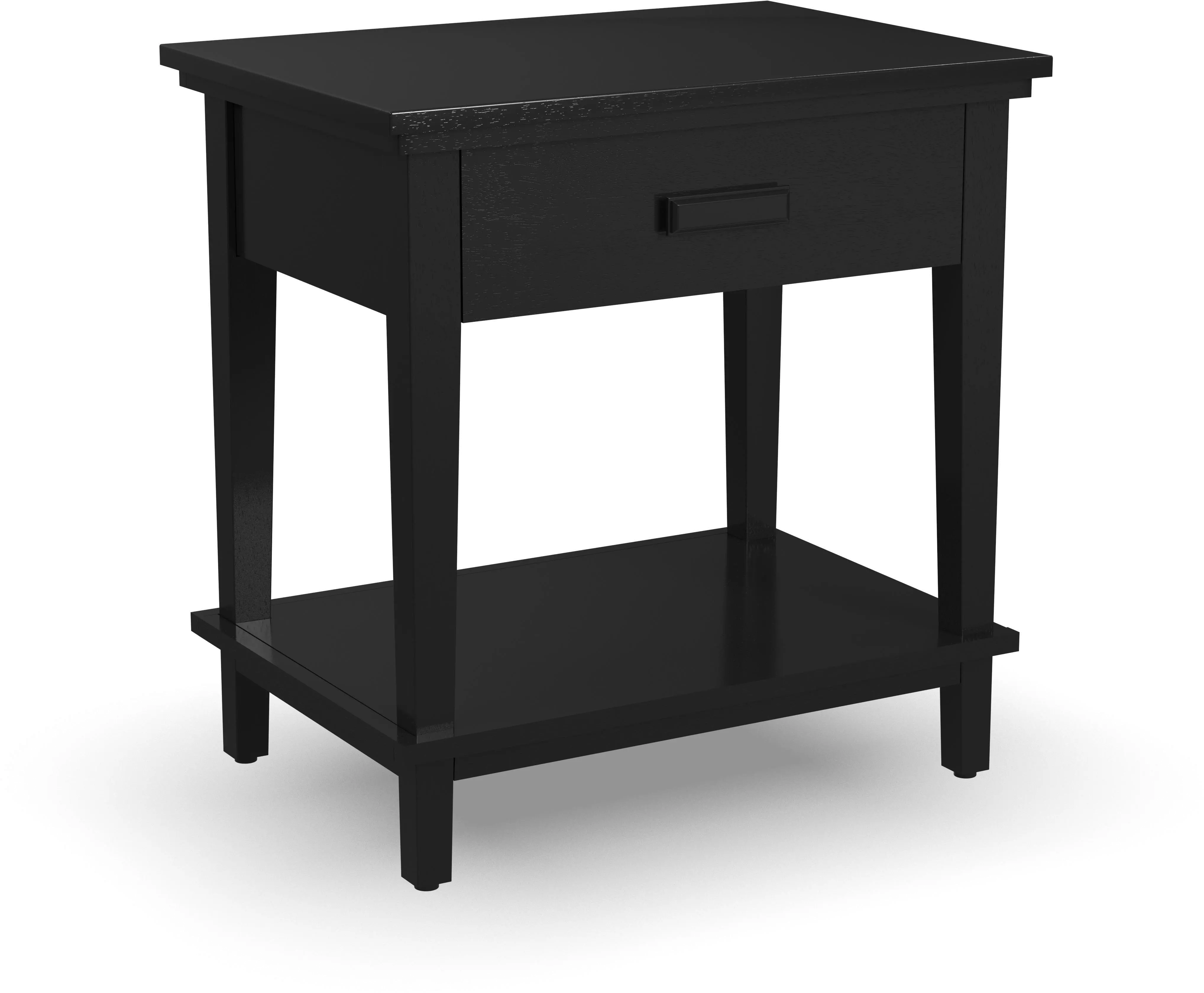 Oak Park Black Nightstand with Open Storage