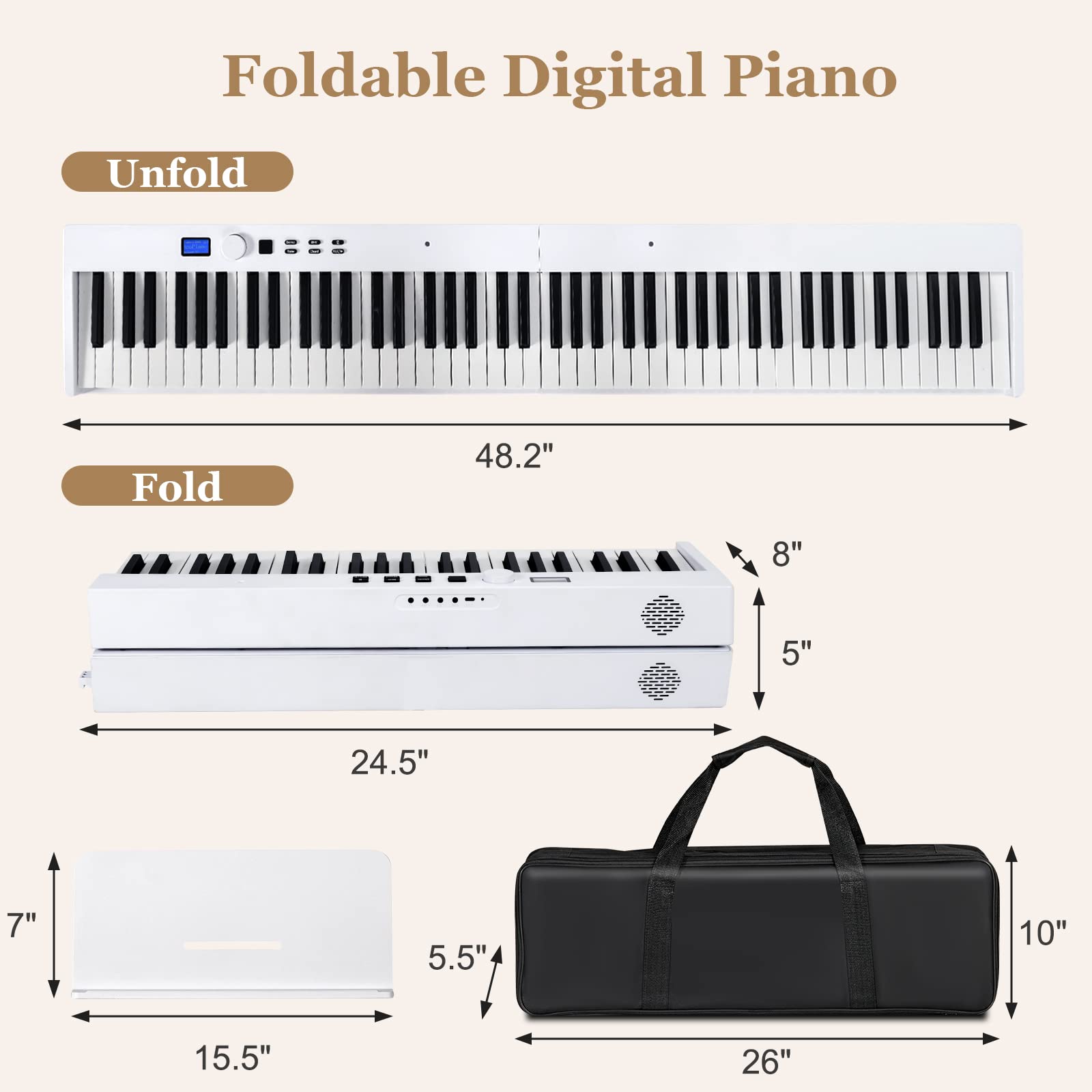 Costzon 88-Key Foldable Digital Piano Keyboard