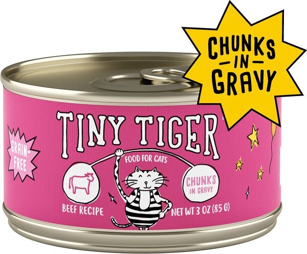 Tiny Tiger Chunks in Gravy Beef Recipe Grain-Free Canned Cat Food