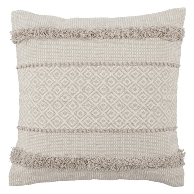 Oversize Imena Geometric Poly Filled Square Throw Pillow Light Gray ivory Jaipur Living