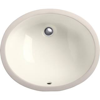 KOHLER Caxton Vitreous China Undermount Bathroom Sink in Biscuit with Overflow Drain K-2209-96