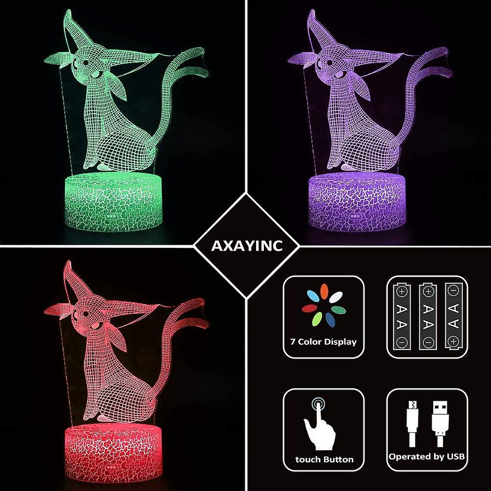 3d Night Light Led Illusion Desk Table Lamp 7 Colors Change Usb Cable Touch Button Christmas Birthday Gift Kids Toy (tai-yjl)