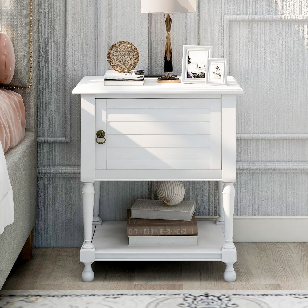 Versatile Nightstand with Two Built-in Shelves Cabinet and an Open Storage - - 34638654