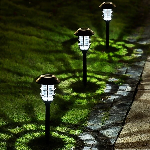 Black Solar Powered Decortice Lantern Outdoor 8-Pack Pathway LED Light - 8 Pack