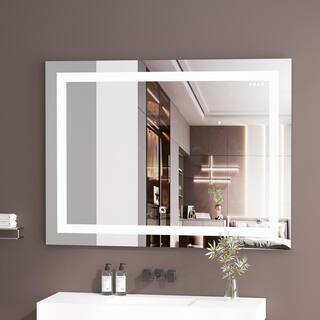 Stivier 36 in. W x 28 in. H Small Rectangular Frameless Anti-Fog Touch Sensor Wall Mount Bathroom Vanity Mirror in Silver 21S0301-36