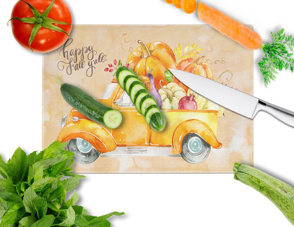 Fall Harvest Italian Greyhound Glass Cutting Board Large   Farmhouse   Cutting Boards   by the store  Houzz