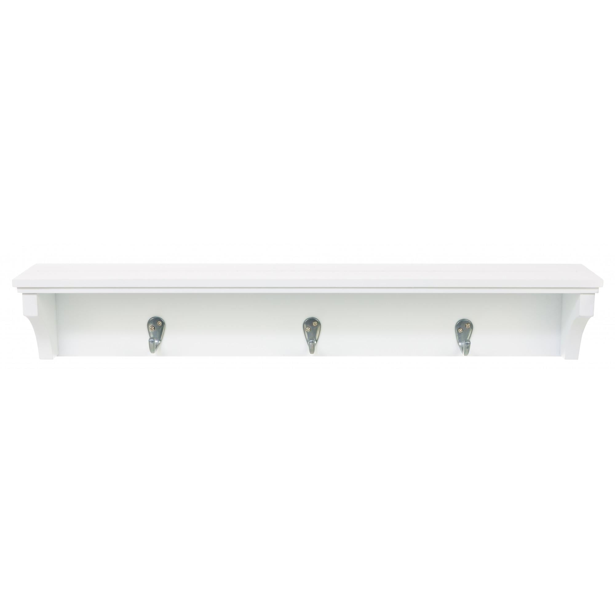 kieragrace KG Finley Wall Shelf with three Metal Hooks - White， 24