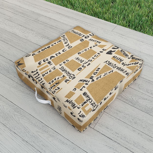 Holli Zollinger Paris Map Rustic Outdoor Floor Cushion Deny Designs