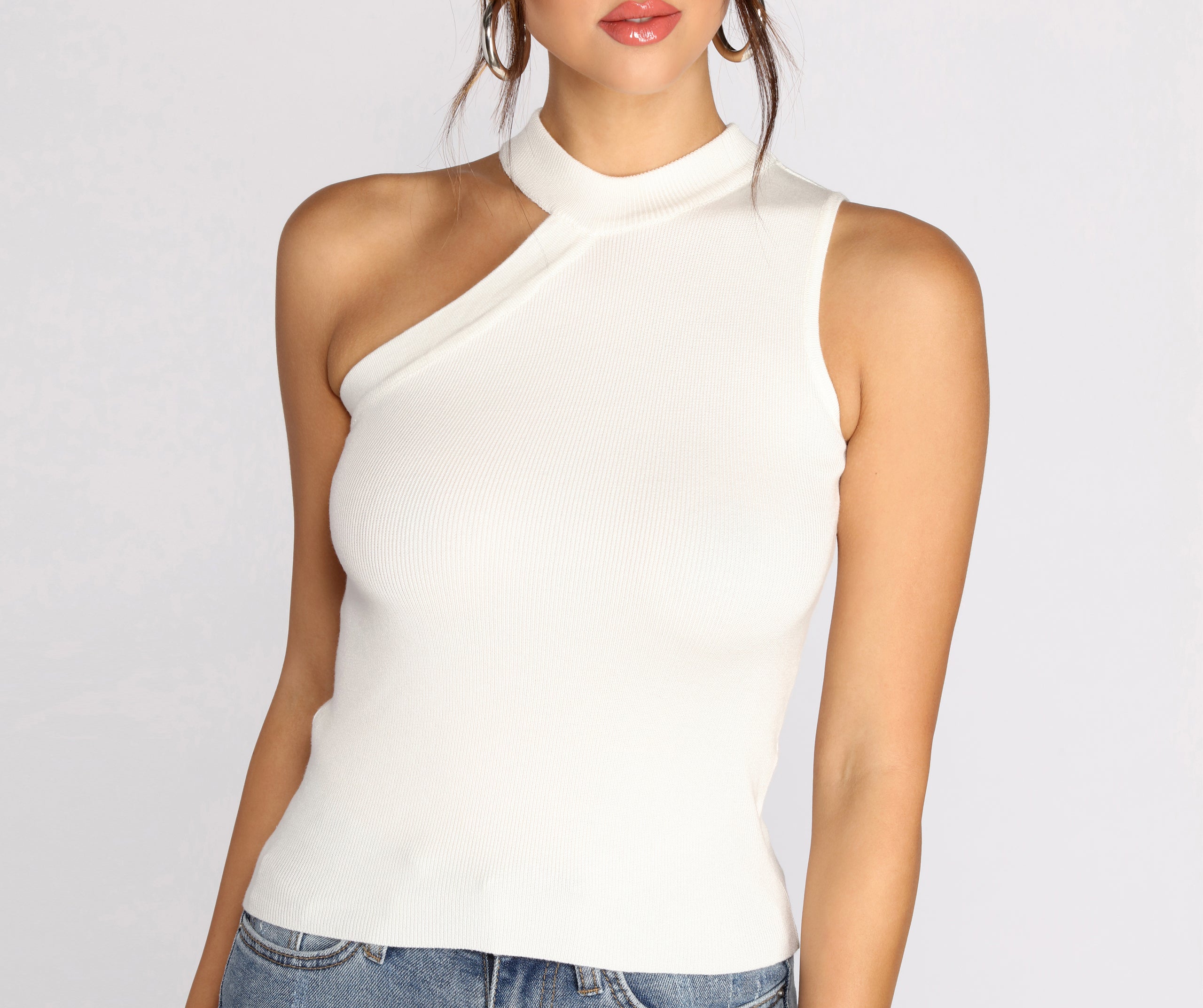 All The Looks Asymmetric Ribbed Top