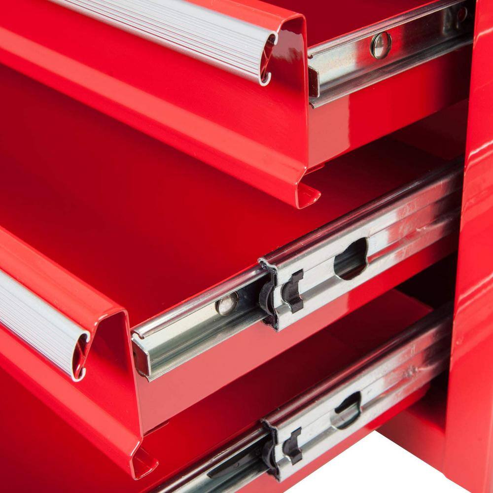 Big Red 20.5 in. L x 8.6 in. W x 11.8 in. H Portable 3-Drawer Steel Tool Box with Metal Latch Closure ANTBD022-XB