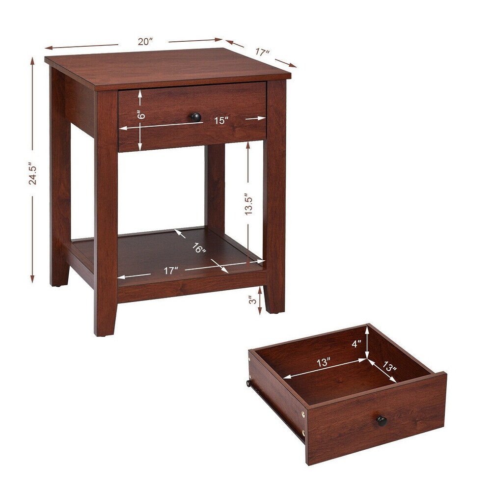 Set of 2 Night Stand End Side Table