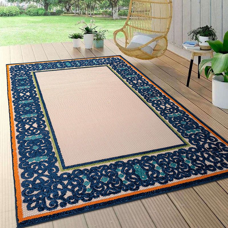 World Rug Gallery Contemporary Bordered Indoor Outdoor Rug