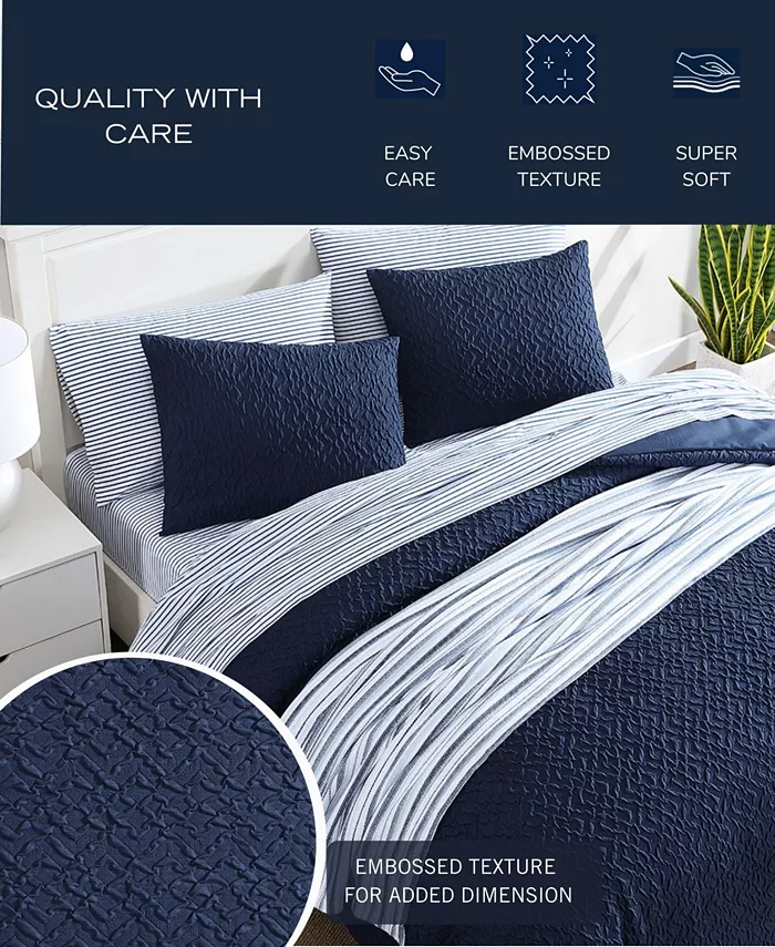 Nautica Point Harbor Embossed 2 Piece Duvet Cover Set， Twin