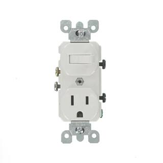 Leviton 15 Amp Commercial Grade Combination Single Pole Toggle Switch and Receptacle White 5225-W