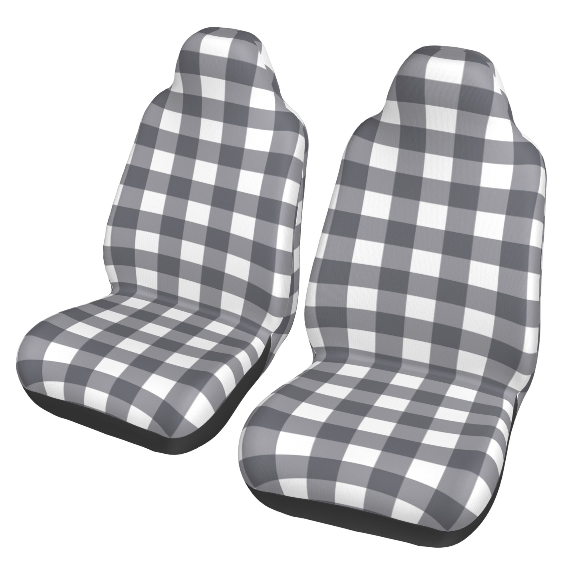 ZICANCN Car Seat Cover Gray Gingham Print Car Front Seat Covers Protectors ， Automotive Seat Covers for Cars Trucks Suv