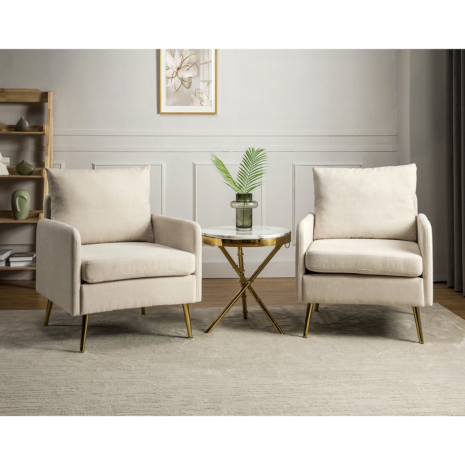 Narycia Upholstered Modern Arm Chair with Removable Cushions Set of 2 by HULALA HOME