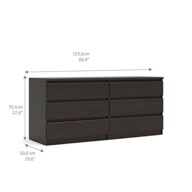 Atlin Designs 6 Drawer Double Wood Dresser in Espresso