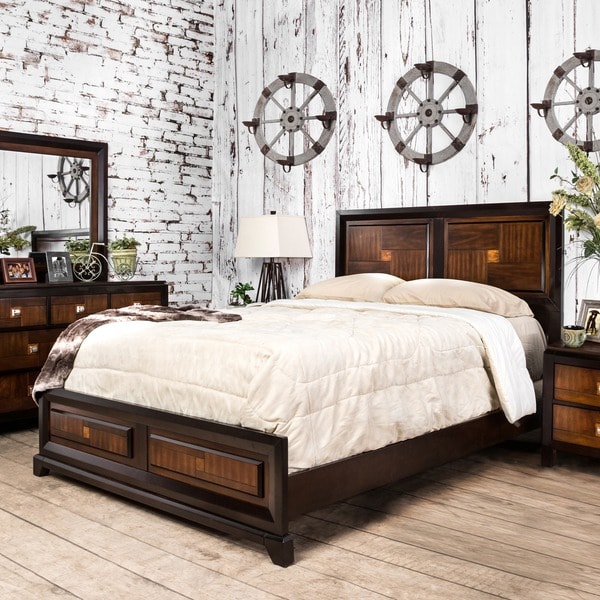 Furniture of America Figh Contemporary Walnut 4-piece Bedroom Set - - 9239955