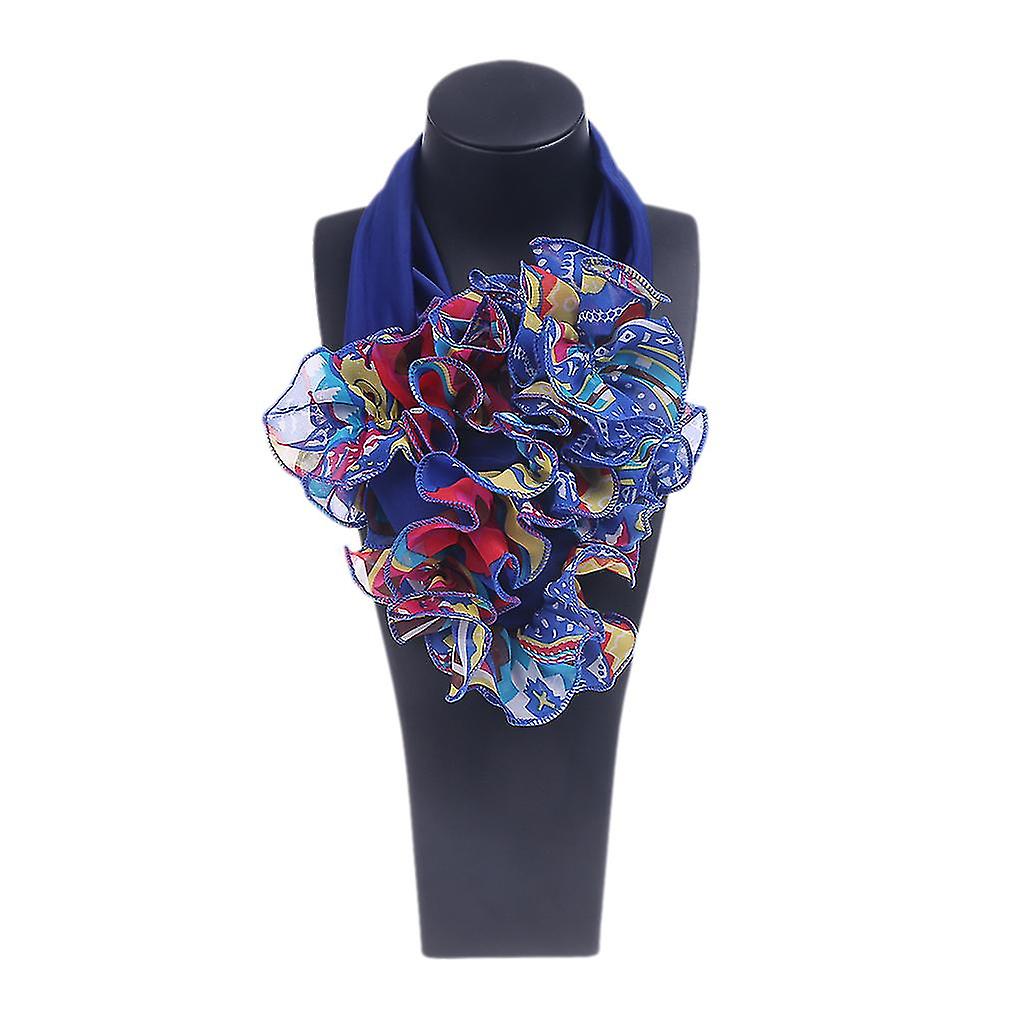 Womens Floral Collar Scarf Luxury Flower Printed Neckerchief Ring Neck Scarves