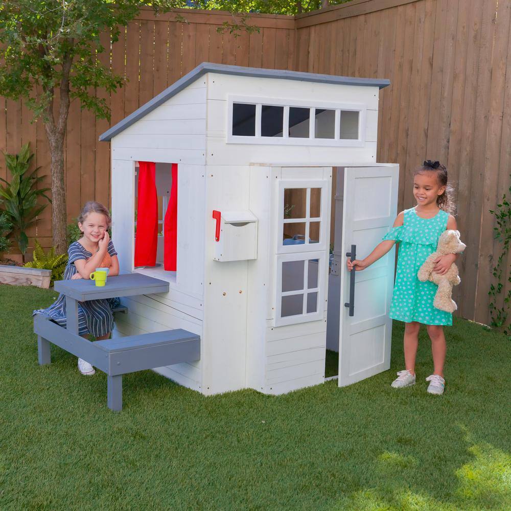 KidKraft White Modern Outdoor Playhouse 10236