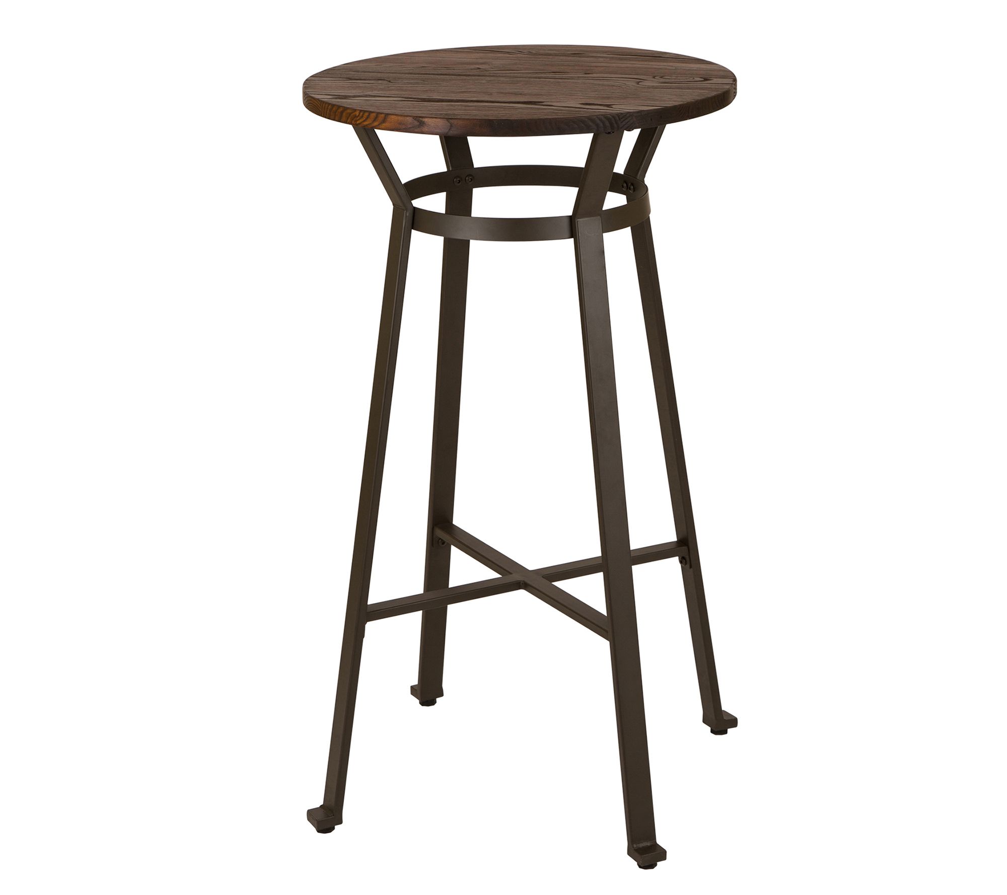 Glitzhome Rustic Steel Bar Table with Elm WoodRound Top