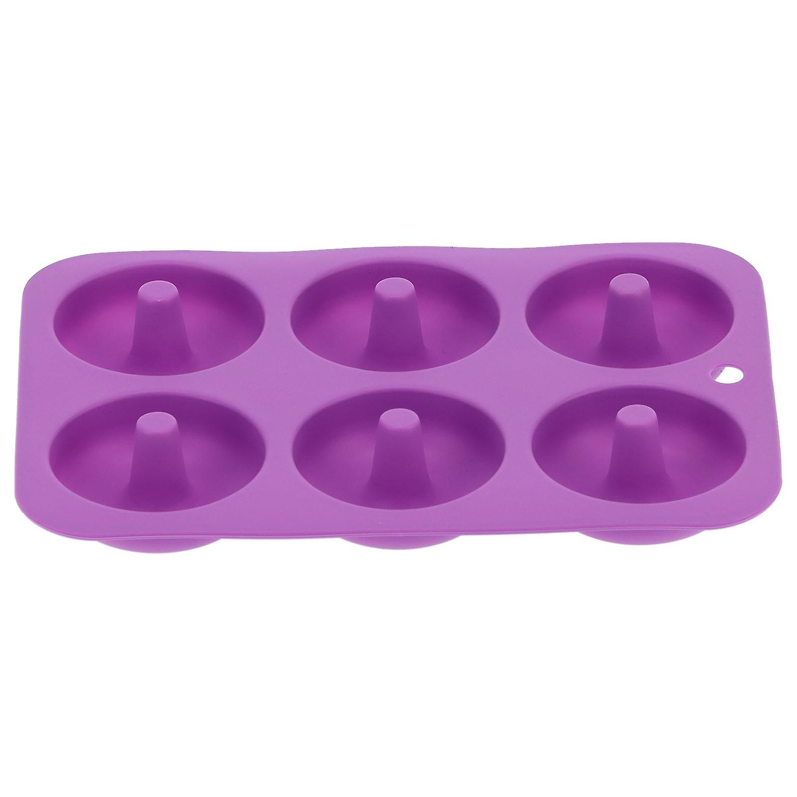 6?Grids Donut Mold Pan Silicone Round Chocolate Cake Bread Mold Tray Baking AccessoryPurple