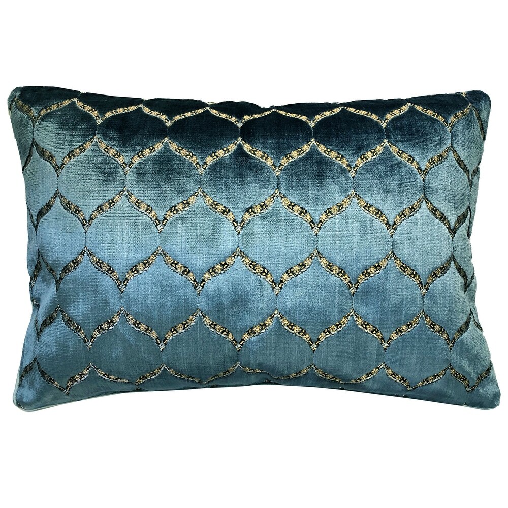 Rodeo Home Eliza Luxury Geomtric Cut Velvet Lumbar Pillow