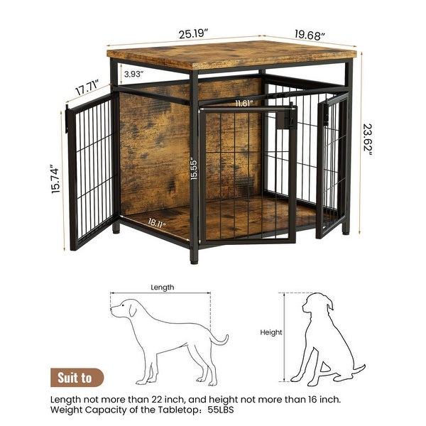 Furniture Style Dog Crate End Table， Pet Kennels Three Doors Dog House Indoor Use for Small Dogs