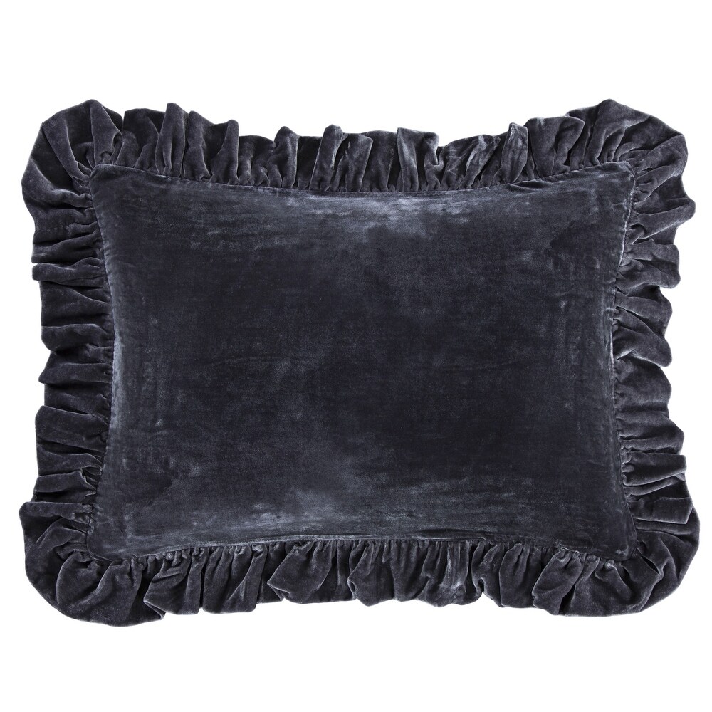 HiEnd Accents Stella Faux Silk Velvet Ruffled Dutch Euro Pillow  27\