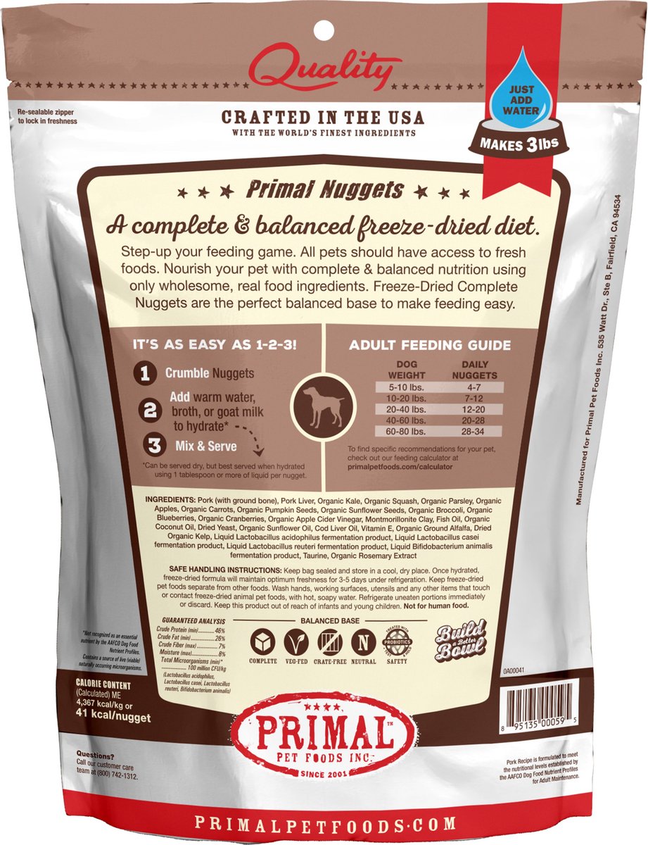 Primal Pork Formula Nuggets Grain-Free Raw Freeze-Dried Dog Food