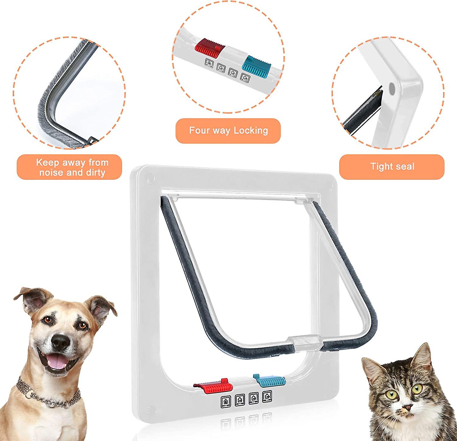 Cat Flap， 4-way Manual Lock， Energy Saving， Weatherproof， Convenient， Small Dog， Easy To Install And Use， Upgraded Version L