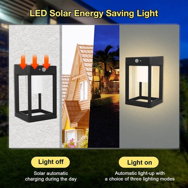 Solar Outdoor Light Dusk to Dawn Wall Lantern LED Solar IP44 Motion Sensor 2216 - Black Shopping - The Best Deals on Outdoor Wall Lanterns | 41428669