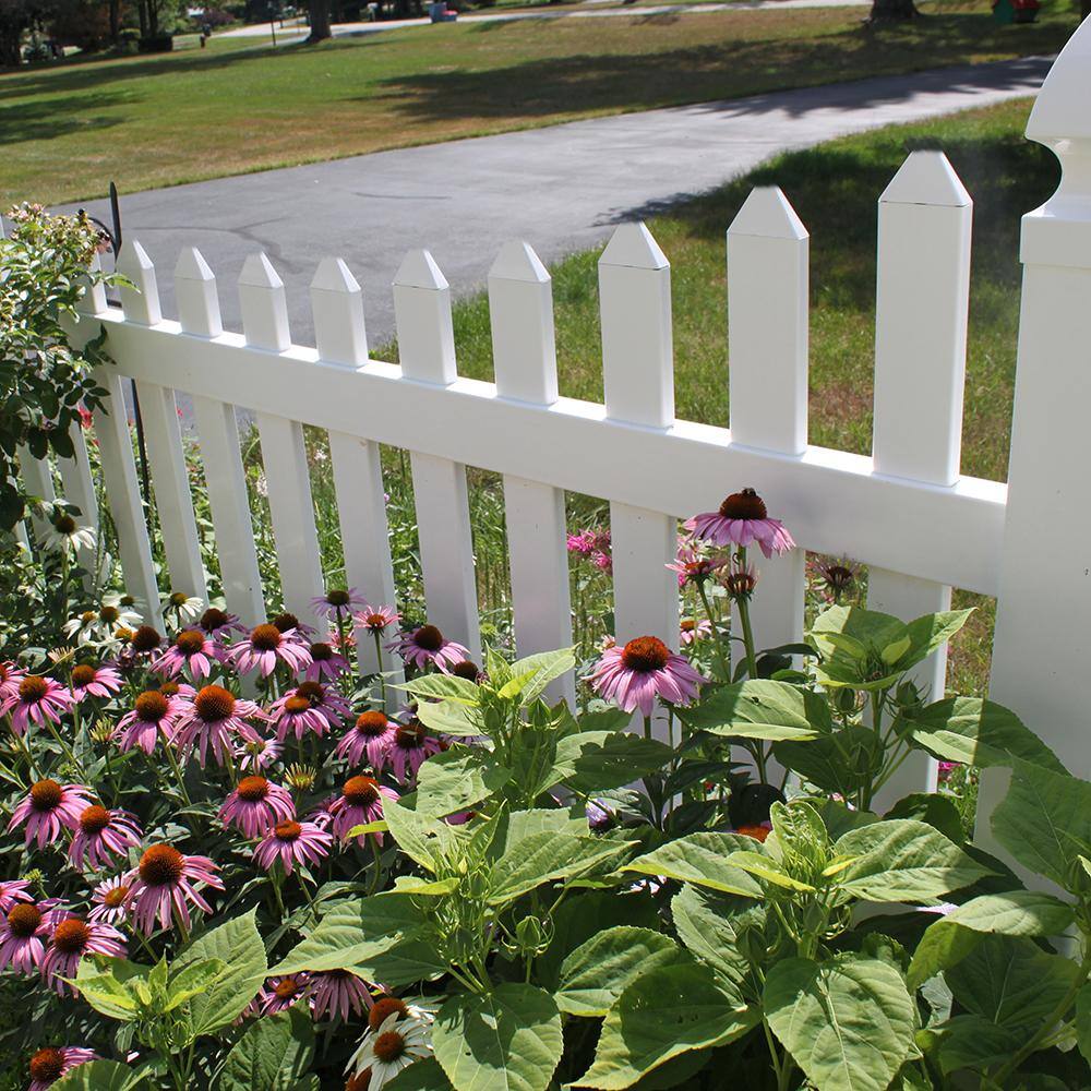 Weatherables Hampshire 5 ft. H x 8 ft. W White Vinyl Picket Fence Panel Kit PWPI-3R5.5SC5X8